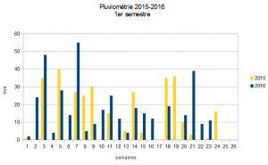 Pluviométrie 2015-2016 1er semestre à Faverolles